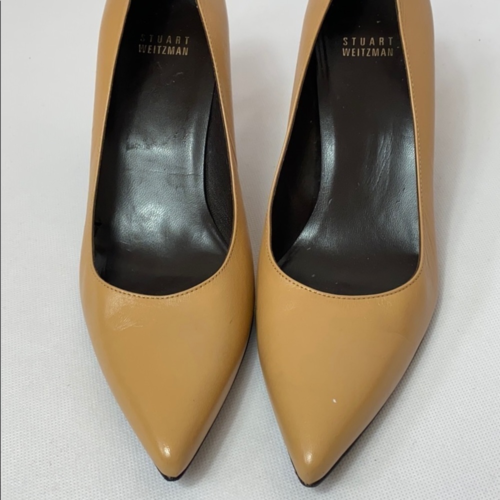 Stuart Weitzman Tan Leather Pointy Toe Heels - image 2
